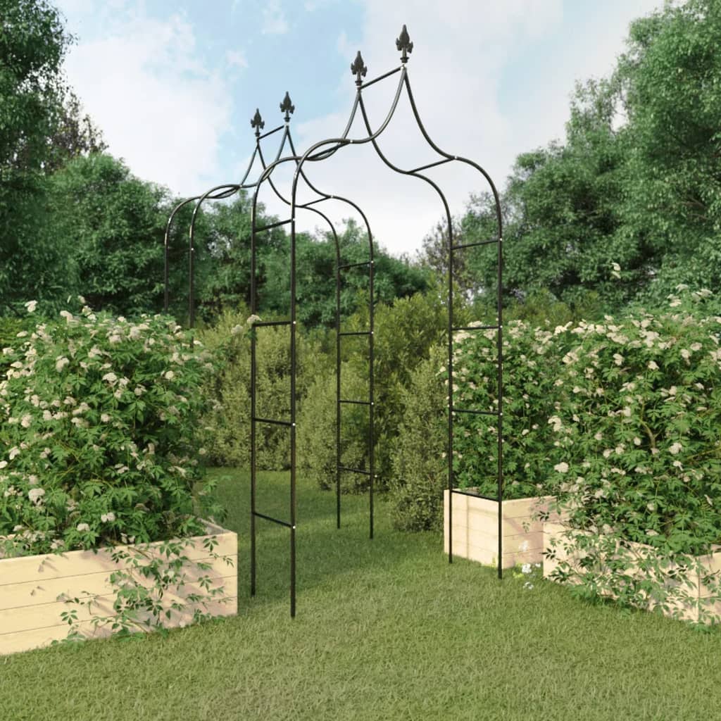 Vidaxl giardino archi 2 pezzi 120x38x260 cm in acciaio nero