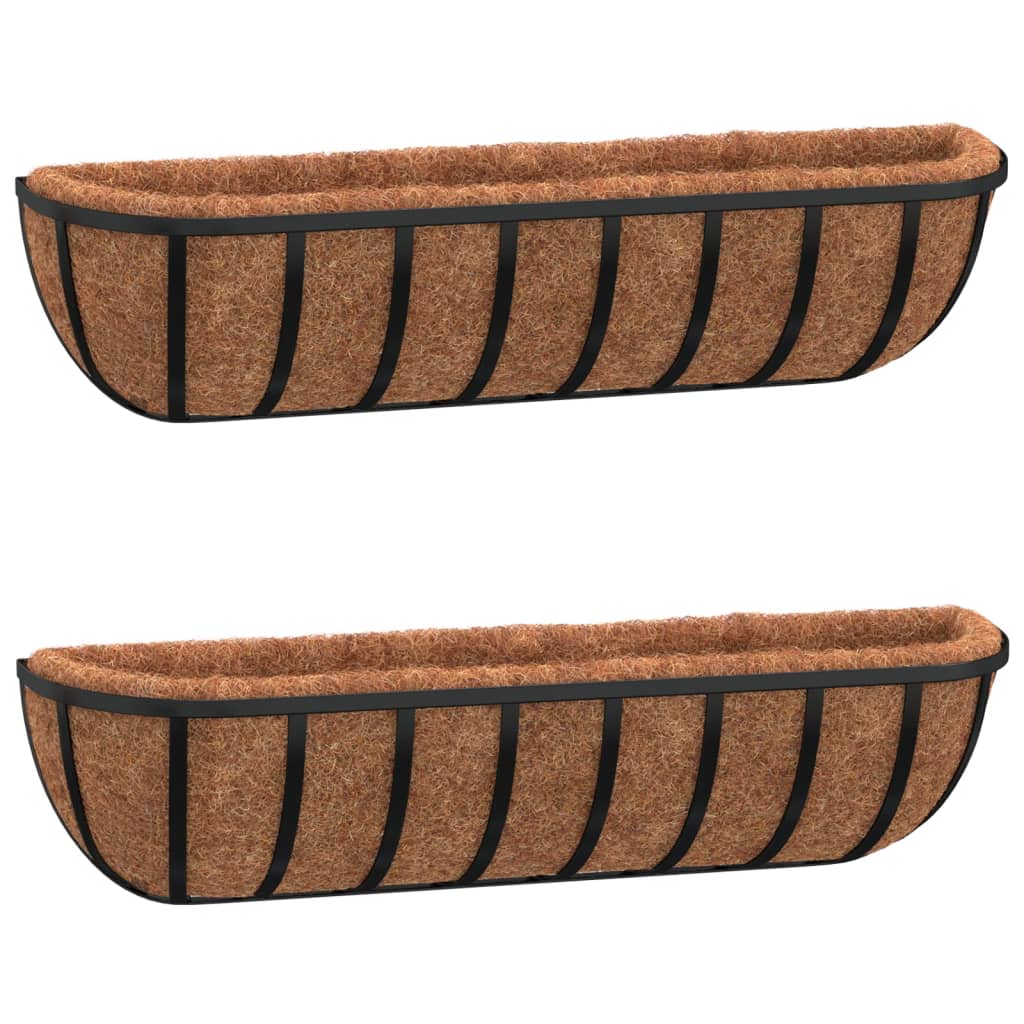 Vidaxl Wall Bins 2 St con fibra di cocco 91x20x23 cm in acciaio nero