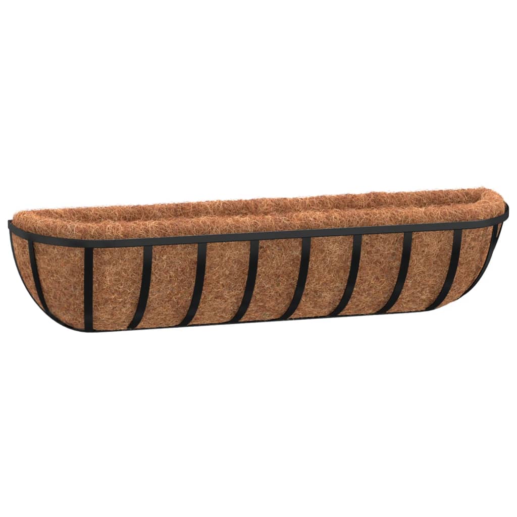Vidaxl Wall Bins 2 St con fibra di cocco 91x20x23 cm in acciaio nero