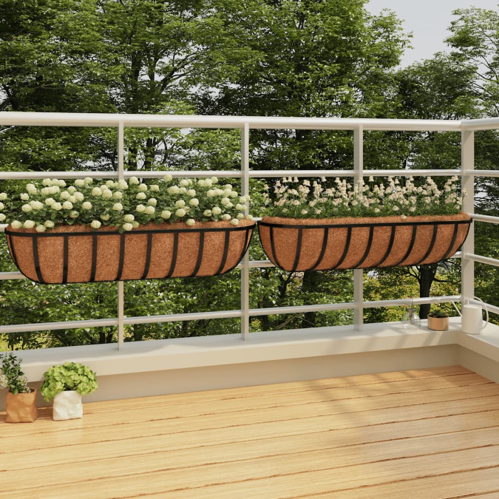 Vidaxl Wall Bins 2 St con fibra di cocco 91x20x23 cm in acciaio nero