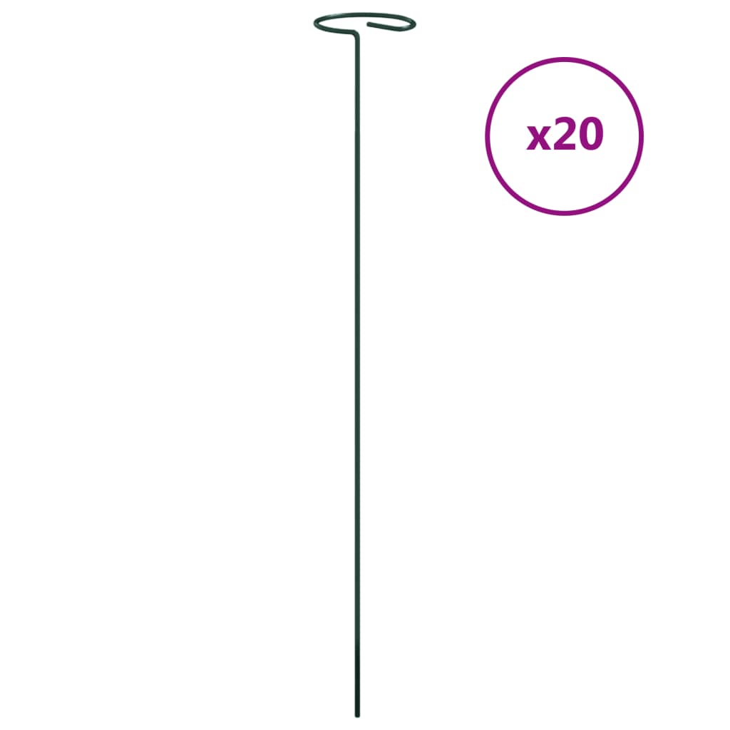 Vidaxl Plant Stakes 20 St 40 cm in acciaio scuro verde