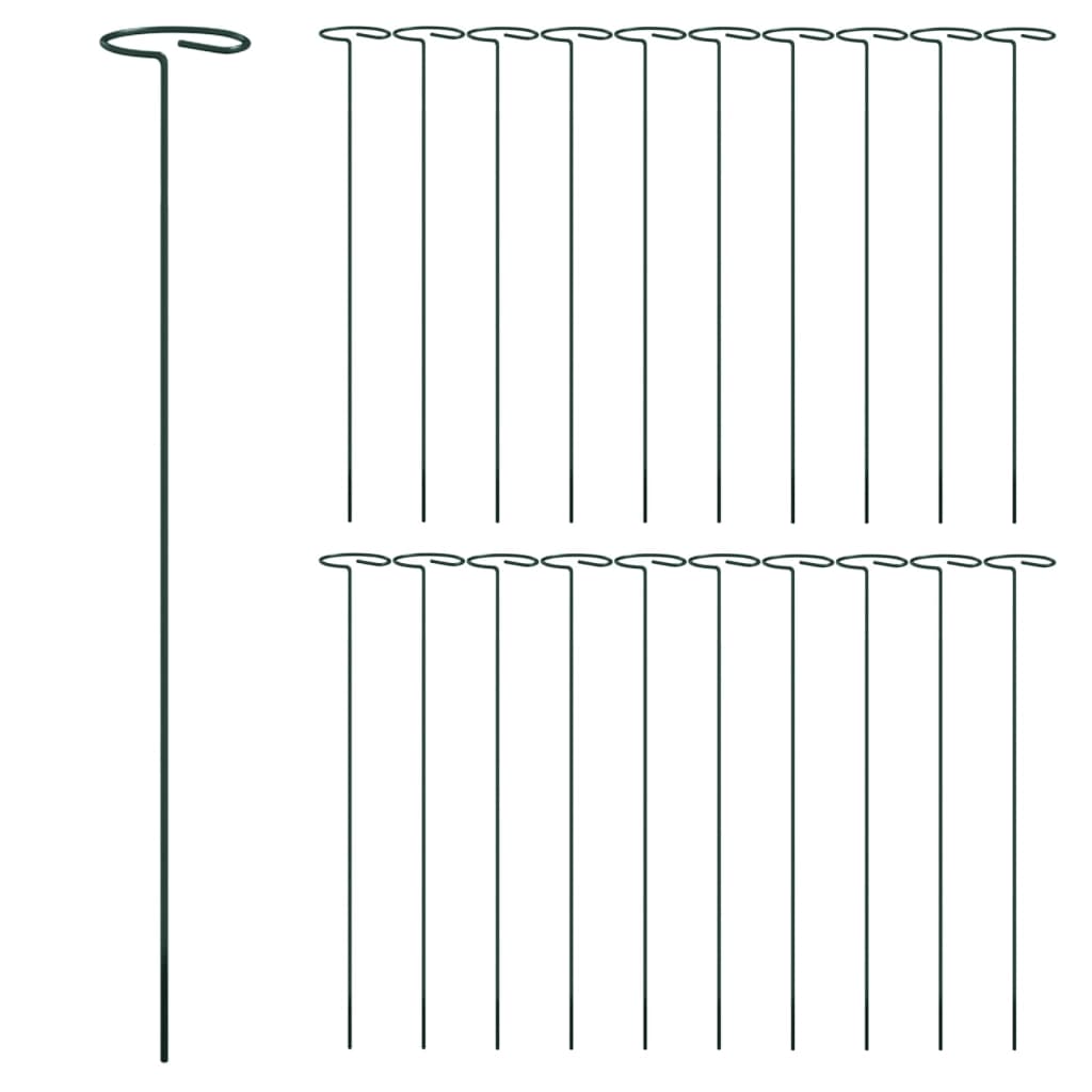 Vidaxl Plant Stakes 20 St 40 cm in acciaio scuro verde