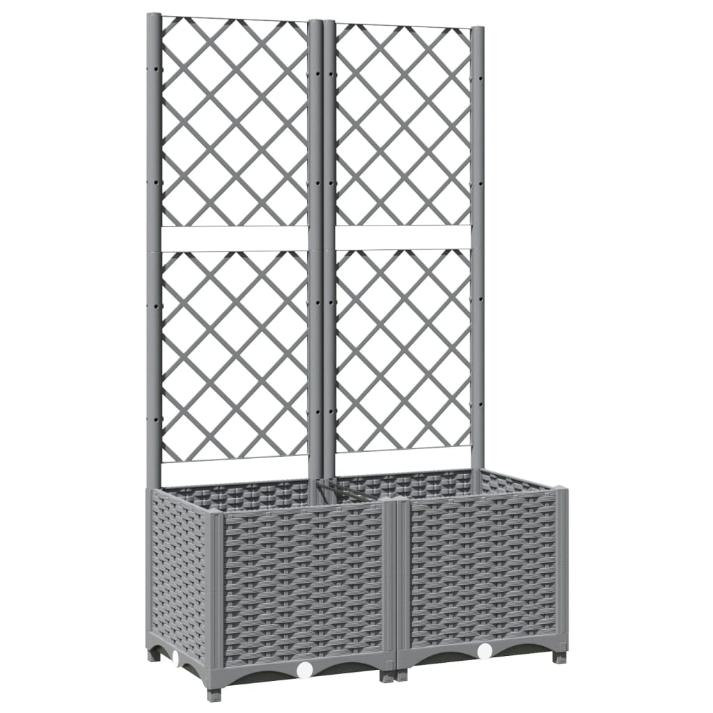 Plantador Vidaxl con latwerk 80x40x136 cm Polypropene Light Grey
