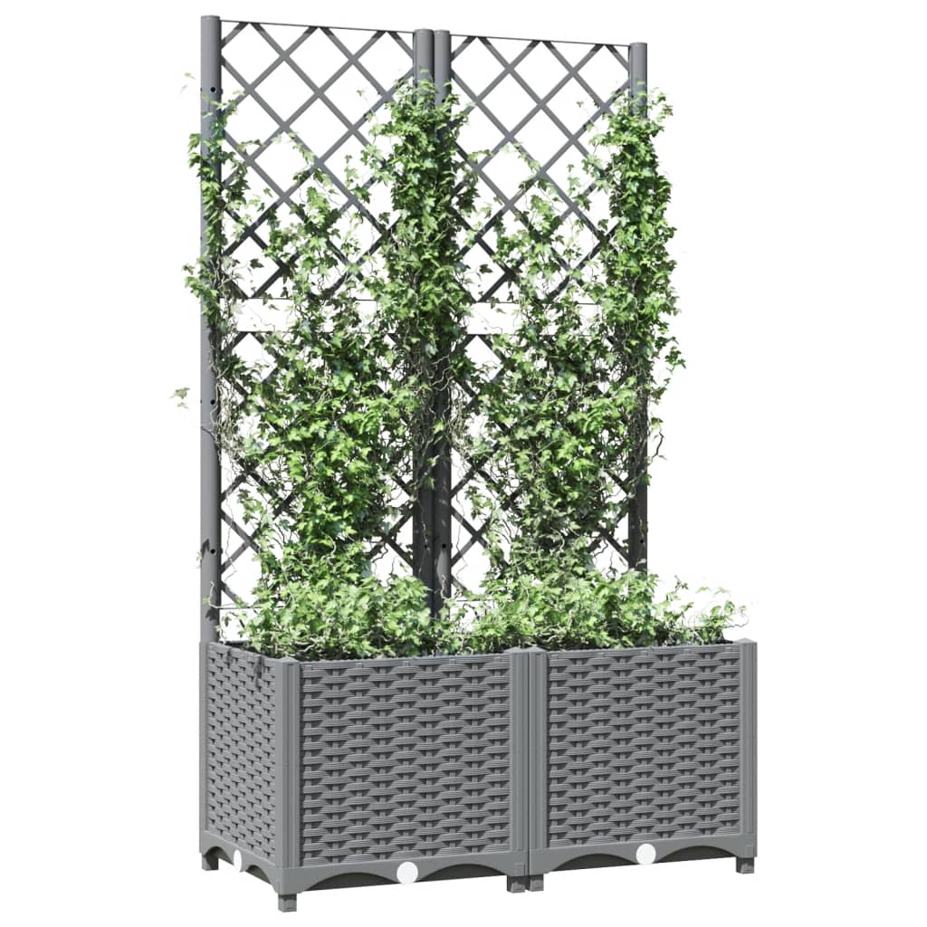 Plantador Vidaxl con latwerk 80x40x136 cm Polypropene Light Grey