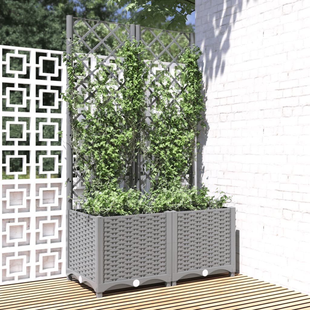 Plantador Vidaxl con latwerk 80x40x136 cm Polypropene Light Grey