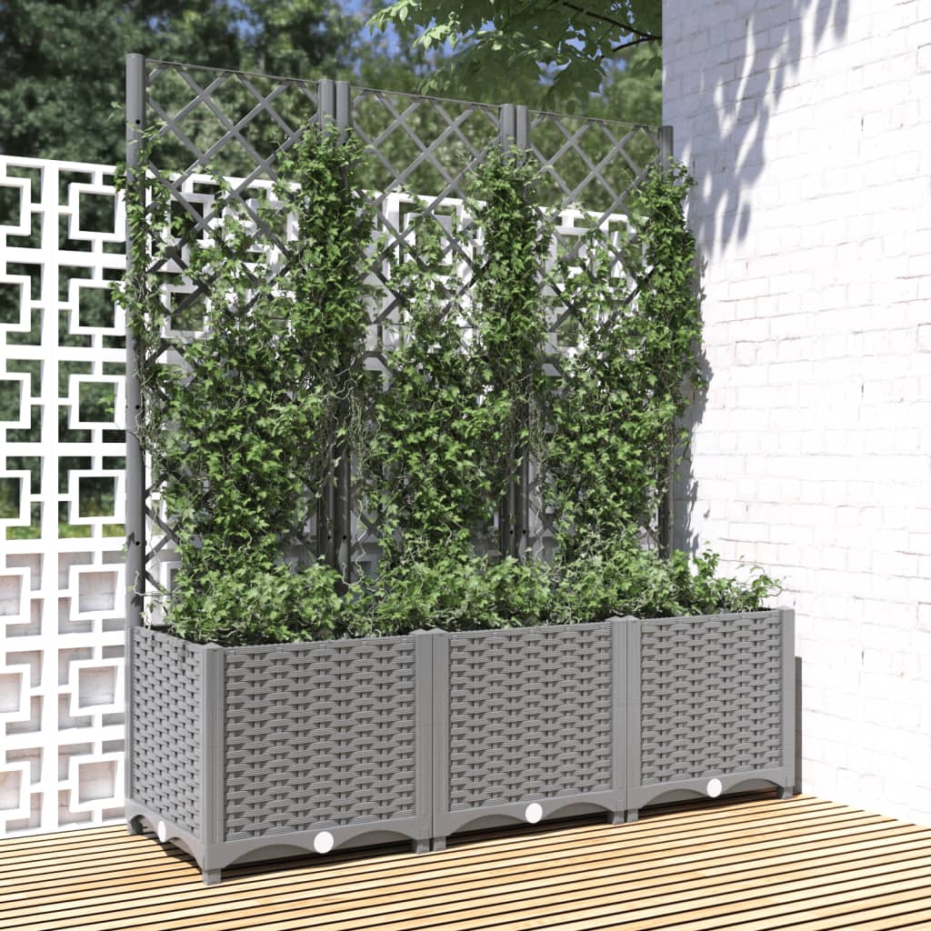 Plantador Vidaxl con Slat Work 120x40x136 CM Polipropeno Gray Light