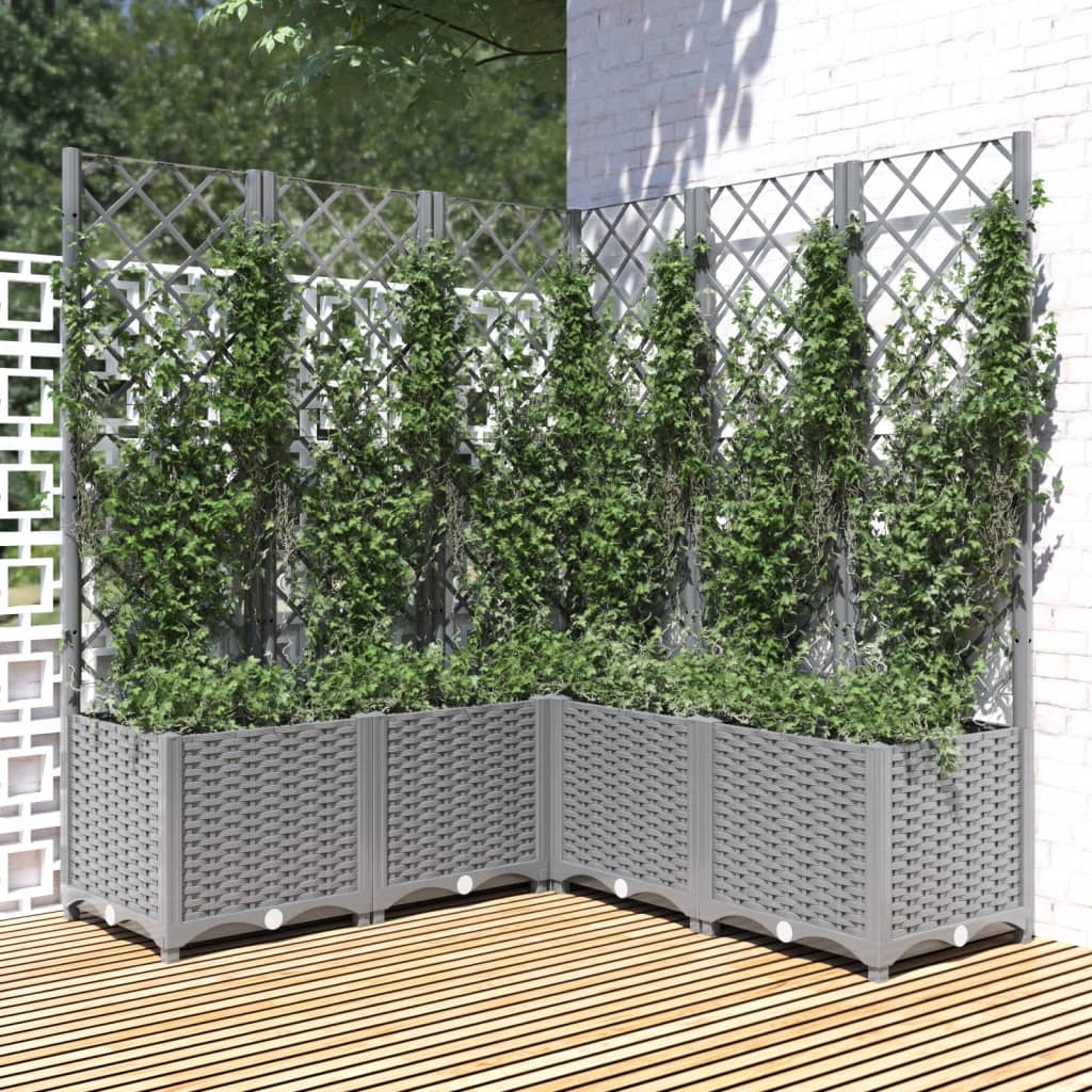 Plantera Vidaxl con Slat Work 120x120x136 CM Polipropeno Gray Light