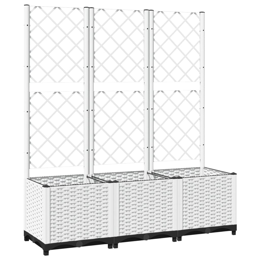 Plantador Vidaxl con Latwerk 120x40x136 cm Polypropene White