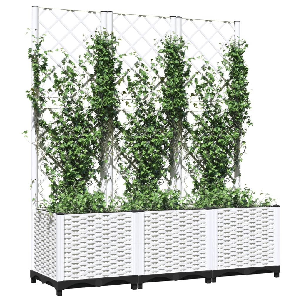 Plantador Vidaxl con Latwerk 120x40x136 cm Polypropene White