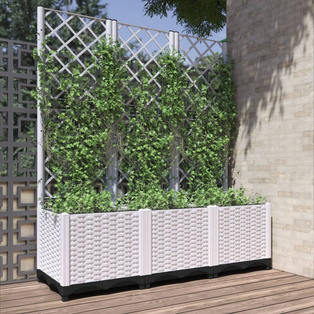 Plantador Vidaxl con Latwerk 120x40x136 cm Polypropene White