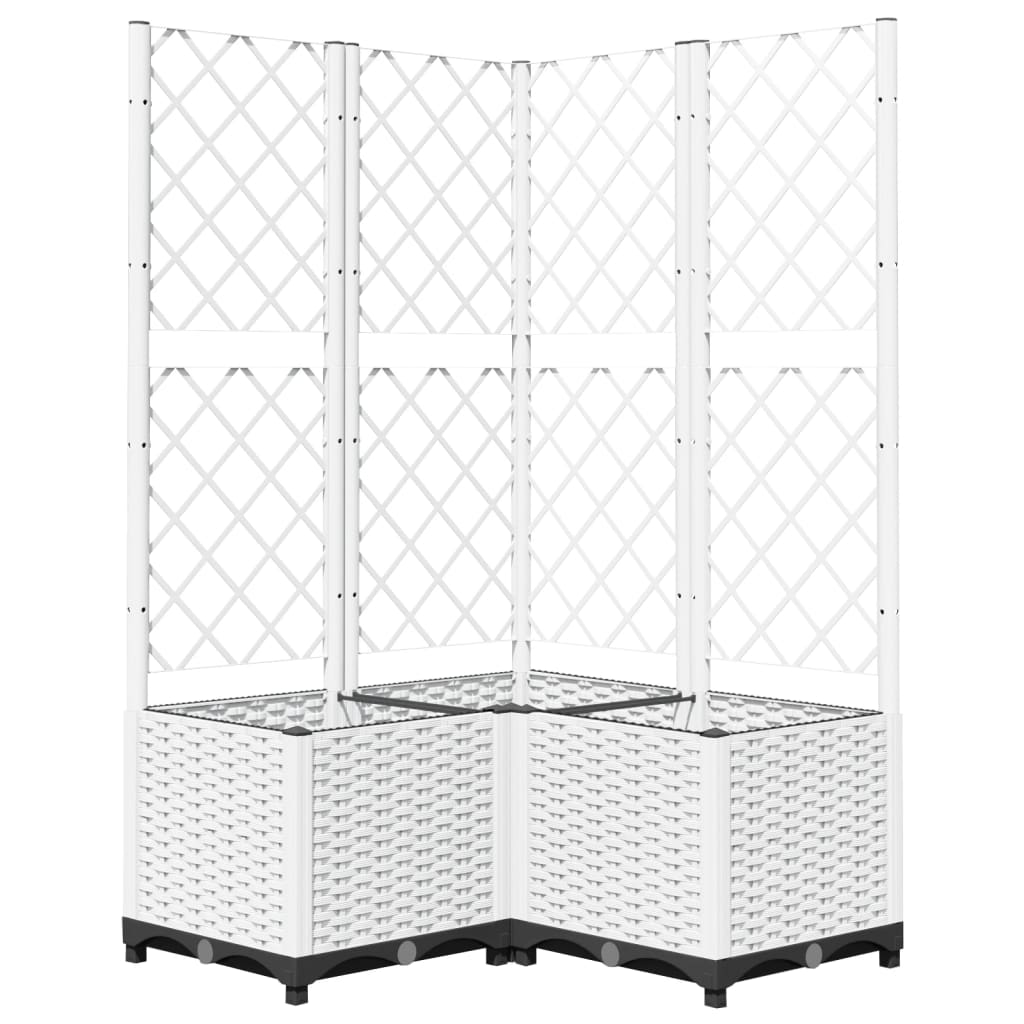 Plantador Vidaxl con latwerk 80x80x136 cm Polypropene White