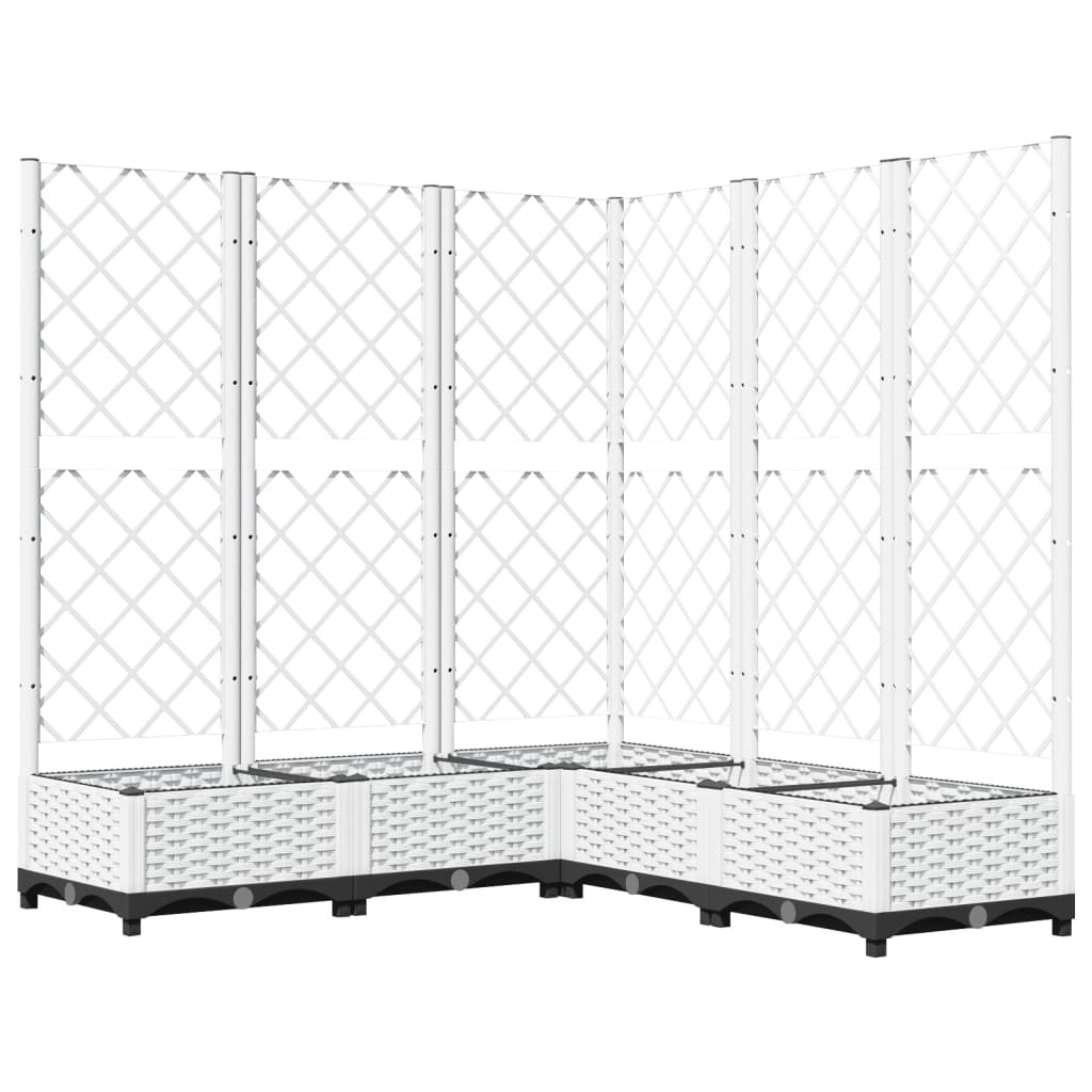 Plantera Vidaxl con Latwerk 120x120x121.5 cm Polypropene White