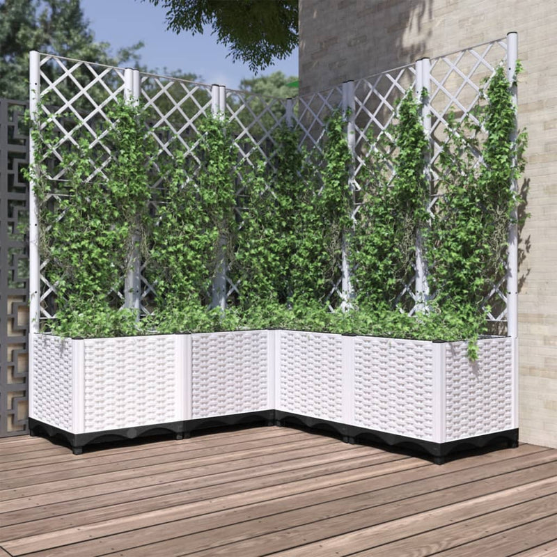 Plantador Vidaxl con Latwerk 120x120x136 CM Polypropene White