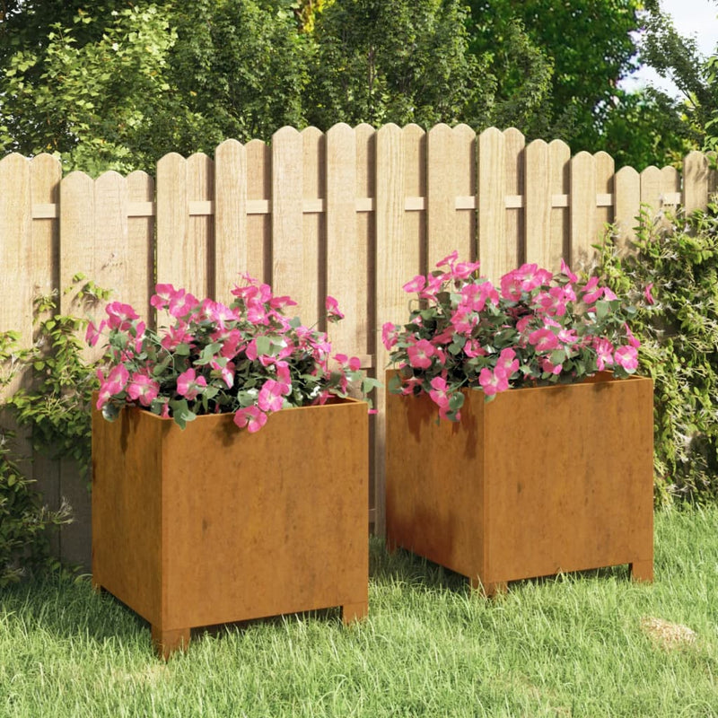 Fioriere Vidaxl con gambe 2 St Rusty 32x30x33 cm acciaio corn