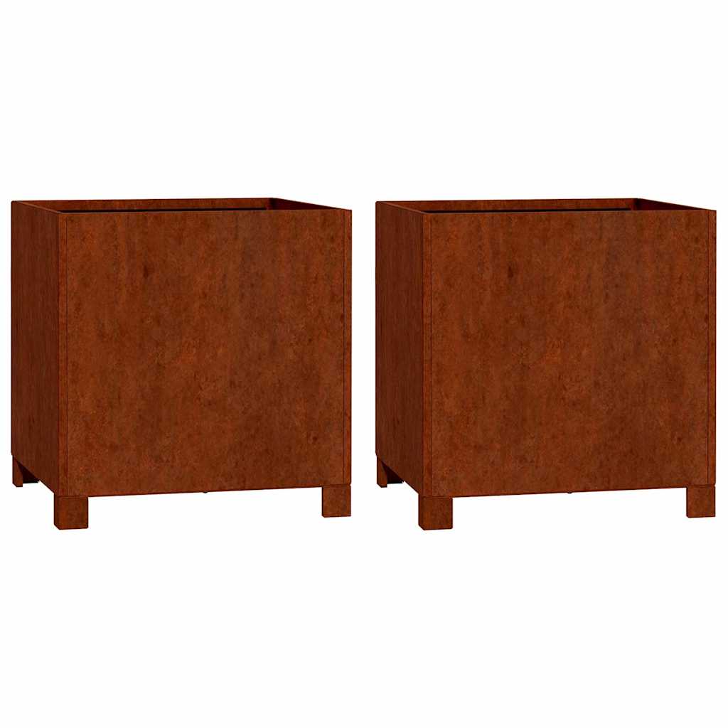 Macetas Vidaxl con piernas 2 st oxty 42x40x43 cm Corten Steel