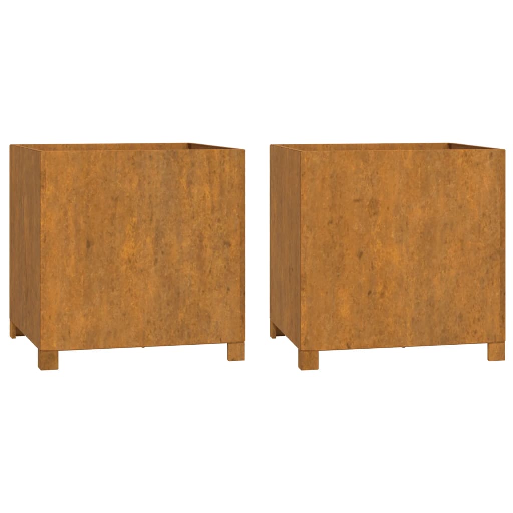 Macetas Vidaxl con patas 2 st oxty 49x47x50 cm Corten Steel