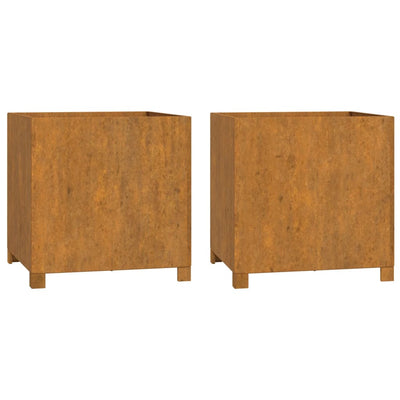 Macetas Vidaxl con patas 2 st oxty 49x47x50 cm Corten Steel