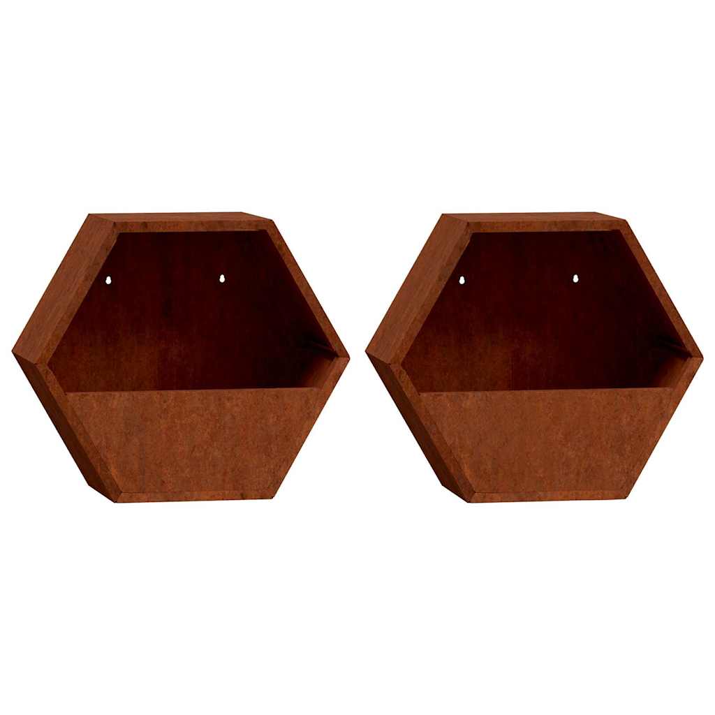 Vidaxl Plantadores Montaje de pared 2 ST 30X10X25 CM Corten Steel Rusty