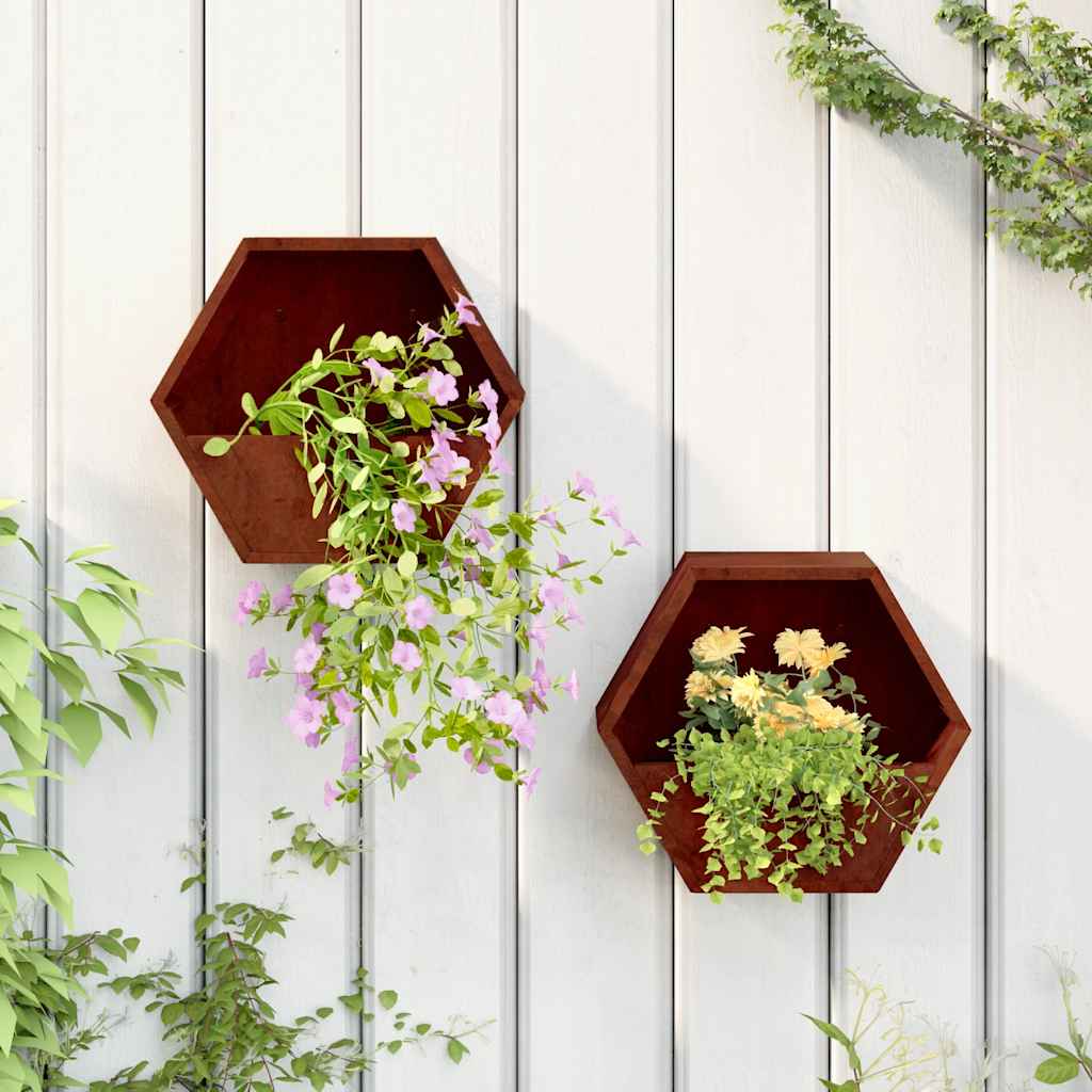 Vidaxl Plantadores Montaje de pared 2 ST 30X10X25 CM Corten Steel Rusty