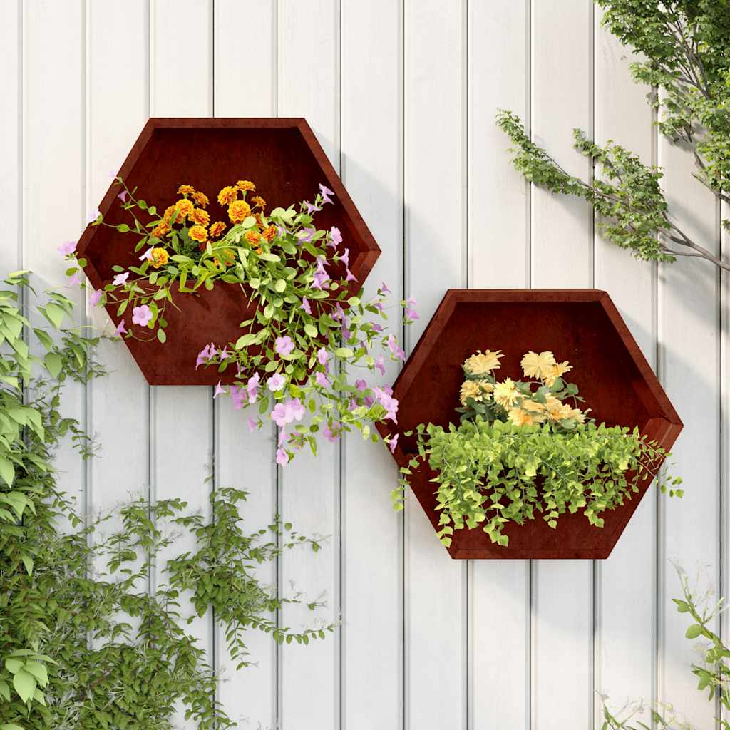 Vidaxl Plantadores Montaje de pared 2 ST 46x10x40 cm Corten Steel Rusty