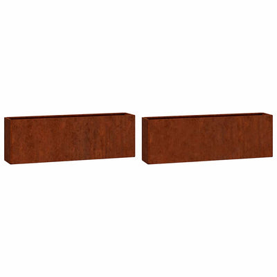 Vidaxl fioriere Montaggio murale 2 St 53x10x17 cm acciaio corten arrugginito