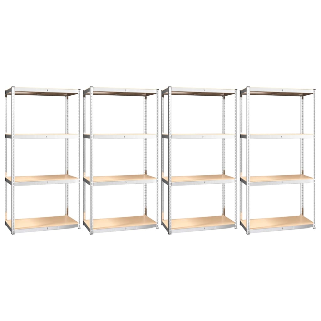Rack di stoccaggio Vidaxl 4 strato 4 ST Acciaio in legno trasformato in argento