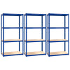 Vidaxl Storage Rack 4 capas 3 st de acero azul procesado azul