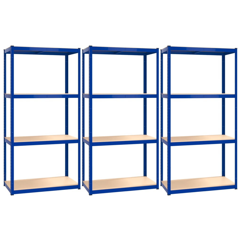 Vidaxl Storage Rack 4 capas 3 st de acero azul procesado azul