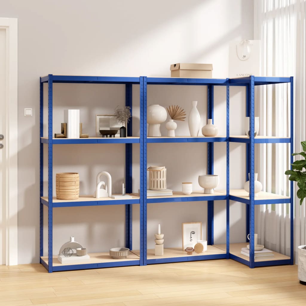Vidaxl Storage Rack 4 capas 3 st de acero azul procesado azul