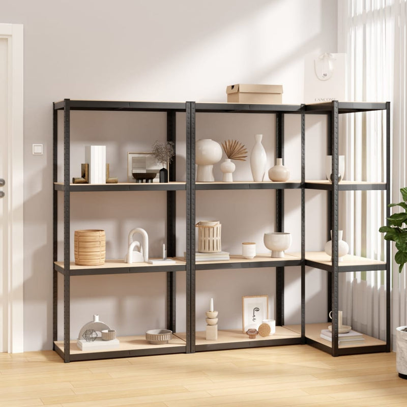 Vidaxl Storage Rack a 4 strati 3 ST Acciaio in legno trasformato in legno antracite
