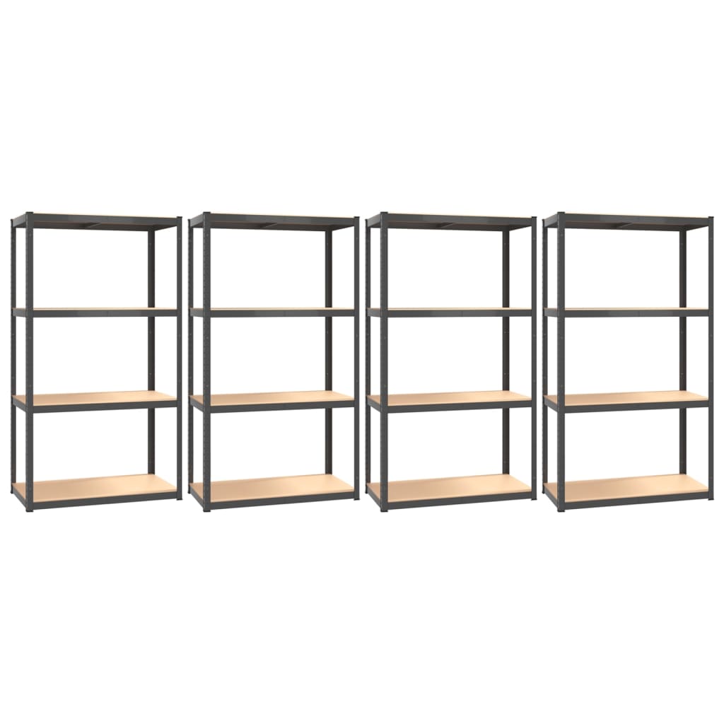Grandas de almacenamiento Vidaxl 4 PCS de 4 capas de acero y color antracita de madera procesada