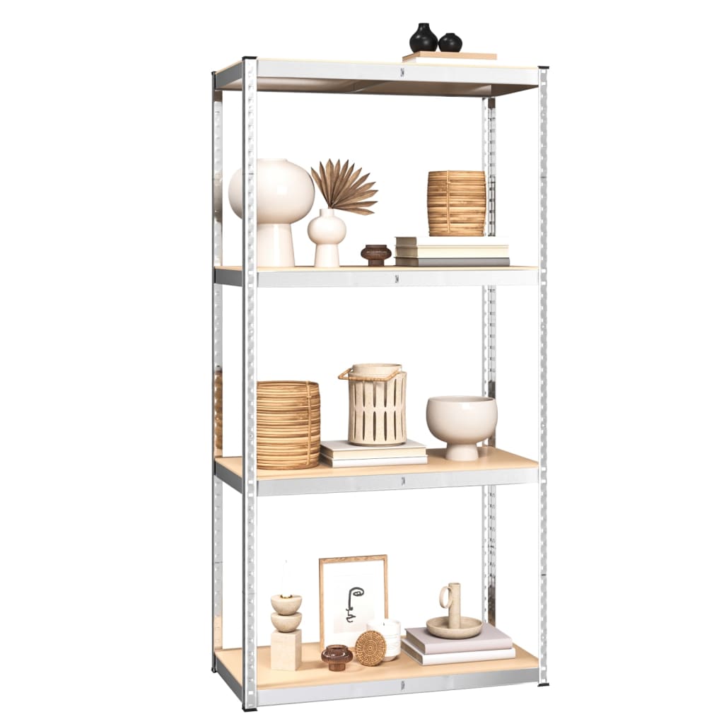 Vidaxl Storage Rack 4 capas de 4 capas de acero de acero de color plateado procesado