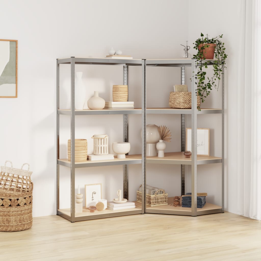 Vidaxl Storage Rack 4 capas de 4 capas de acero de acero de color plateado procesado