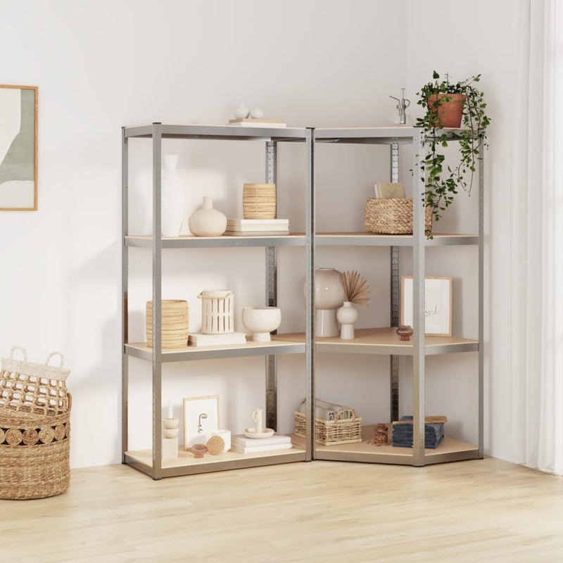 Vidaxl Storage Rack 4 capas de 4 capas de acero de acero de color plateado procesado