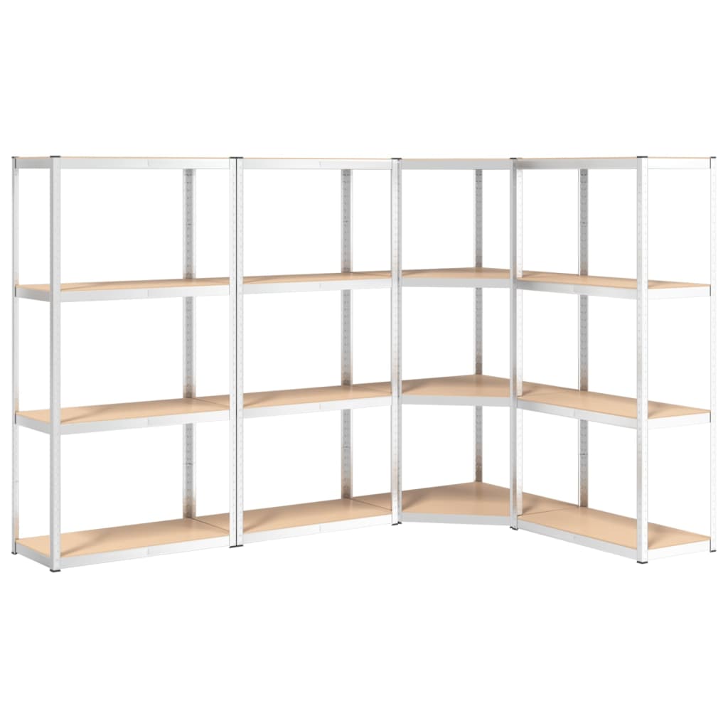 Rack di stoccaggio Vidaxl 4 strato 4 ST Acciaio in legno trasformato in argento