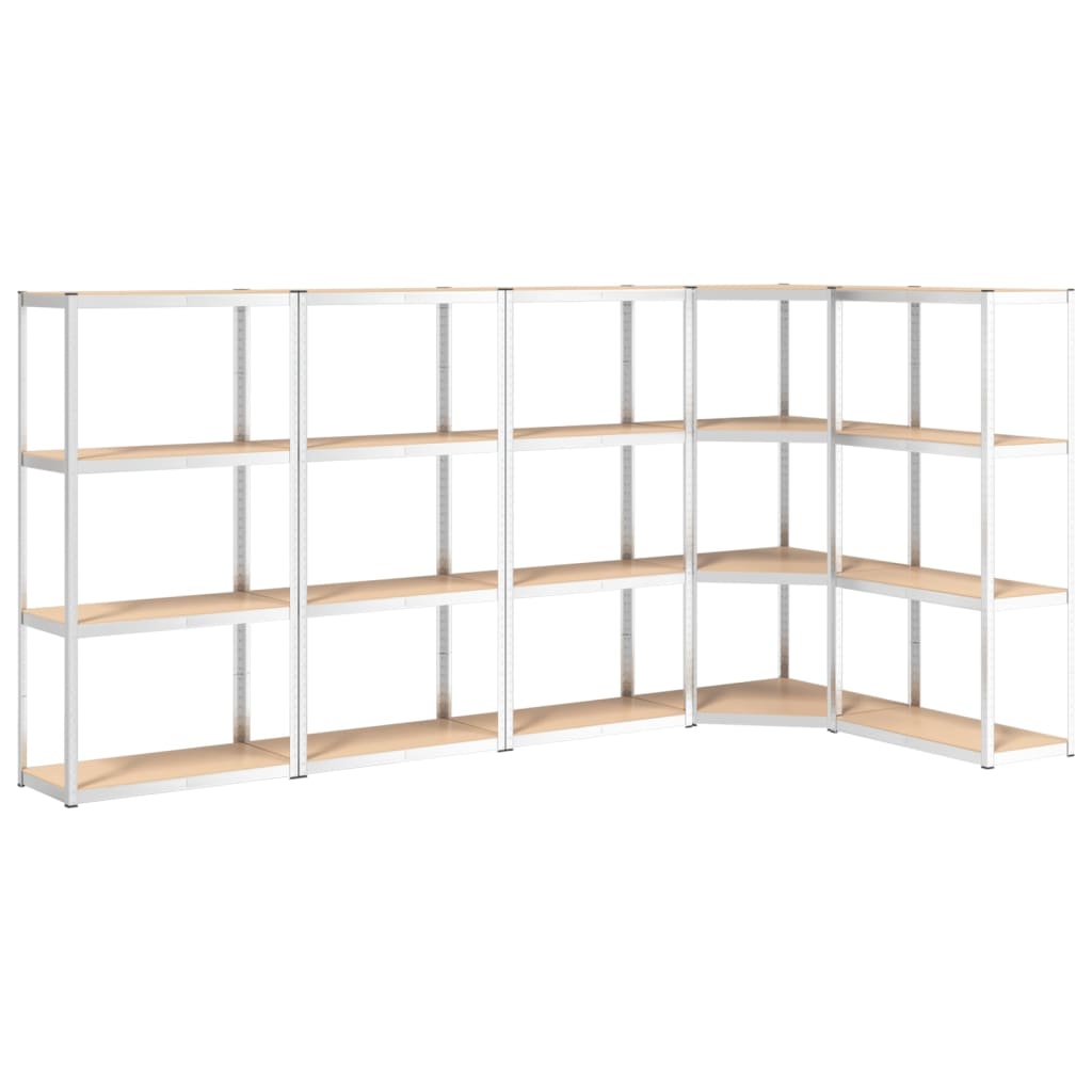 Rack di stoccaggio Vidaxl 4 strati da 5 ST Acciaio in legno trasformato in argento