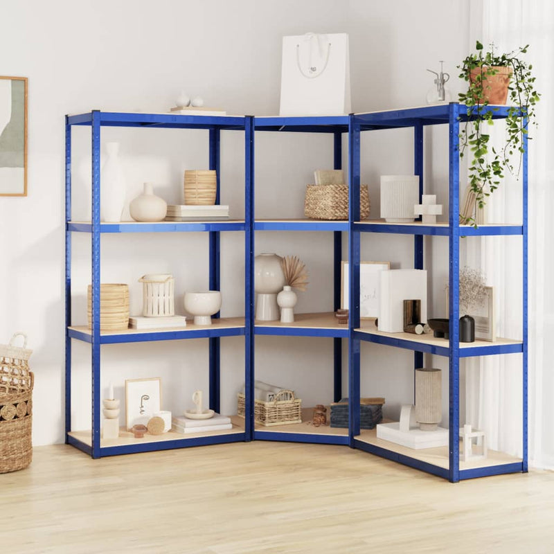 Vidaxl Storage Rack 4 capas 3 st de acero azul procesado azul