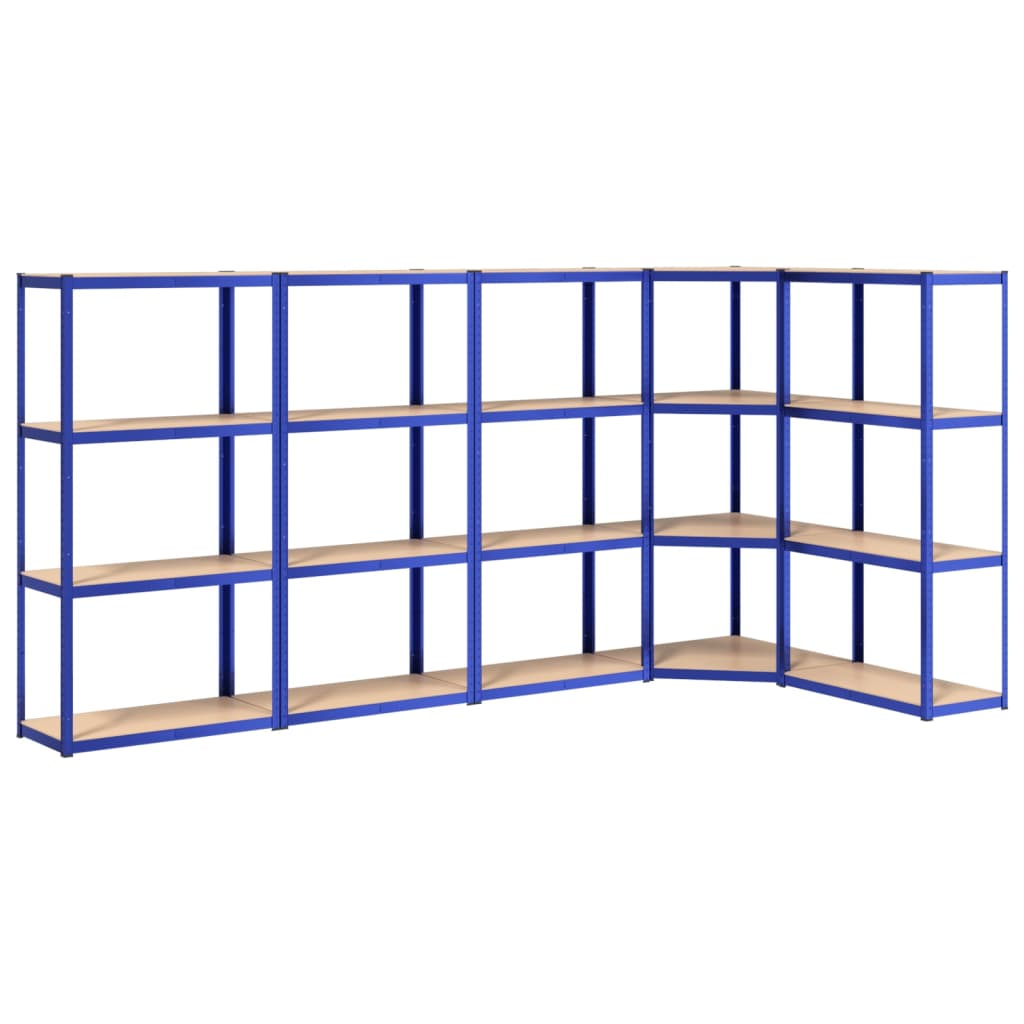 Vidaxl Storage Rack 4 capas de 4 capas 5 st de acero de madera procesada azul