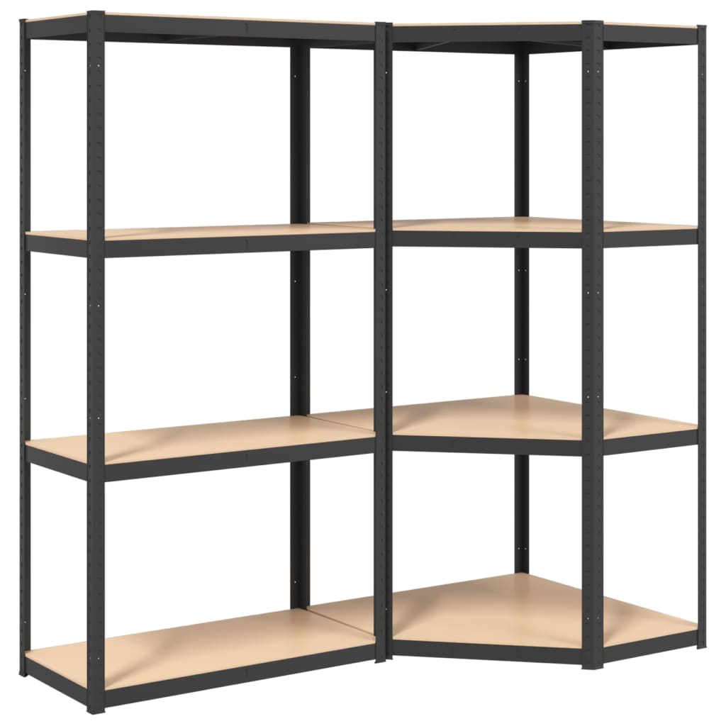 Vidaxl Storage Rack a 4 strati 2 ST Acciaio in legno trasformato in legno antracite