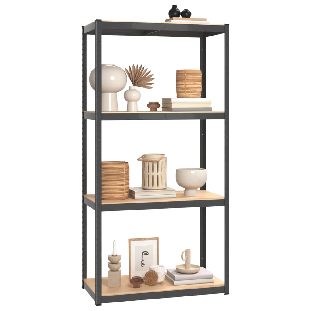 Vidaxl Storage Rack a 4 strati 2 ST Acciaio in legno trasformato in legno antracite