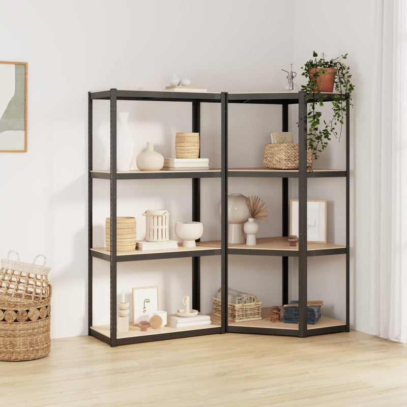 Vidaxl Storage Rack a 4 strati 2 ST Acciaio in legno trasformato in legno antracite