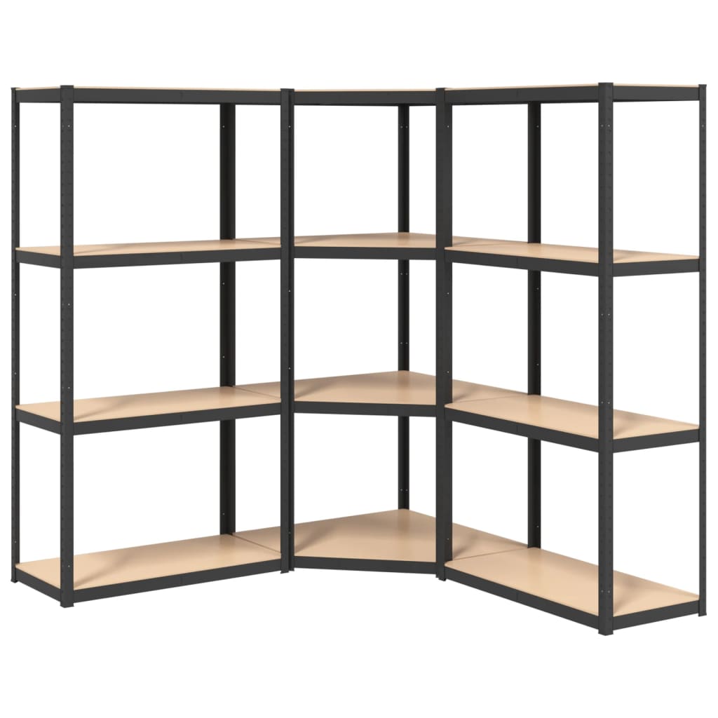 Vidaxl Storage Rack a 4 strati 3 ST Acciaio in legno trasformato in legno antracite
