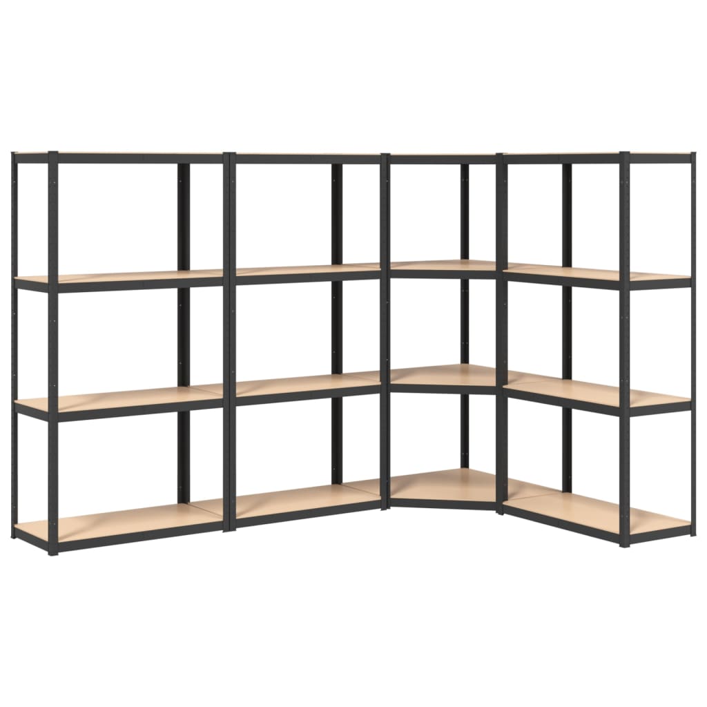 Grandas de almacenamiento Vidaxl 4 PCS de 4 capas de acero y color antracita de madera procesada
