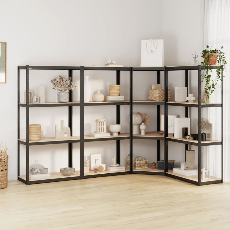 Grandas de almacenamiento Vidaxl 4 PCS de 4 capas de acero y color antracita de madera procesada
