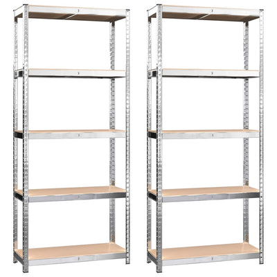 VidaXL Opbergrek 5-laags 2 st staal en bewerkt hout zilverkleurig