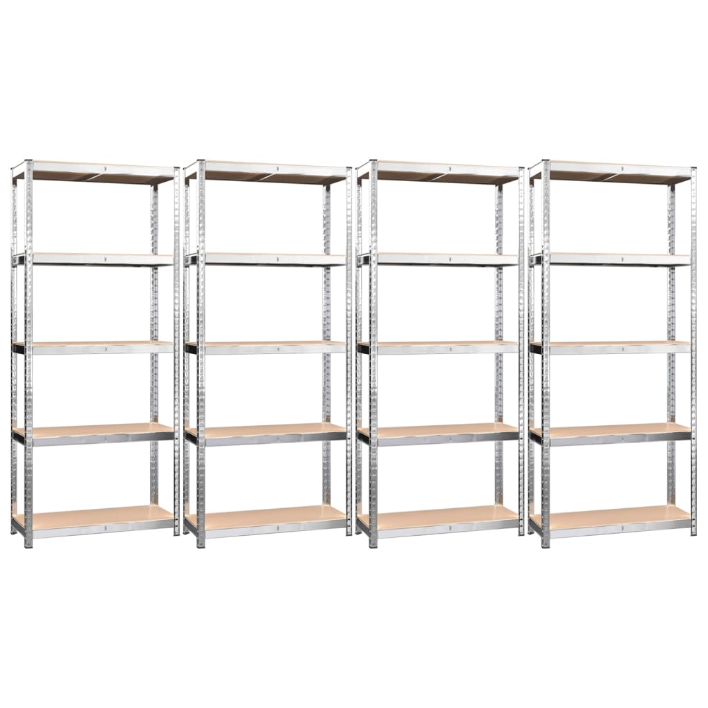 Rack di stoccaggio Vidaxl a 5 strati in acciaio 4 St e color in legno trasformato in argento
