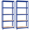 Vidaxl Rack de almacenamiento de vidaxl 5 capas 2 st de acero de madera procesada azul