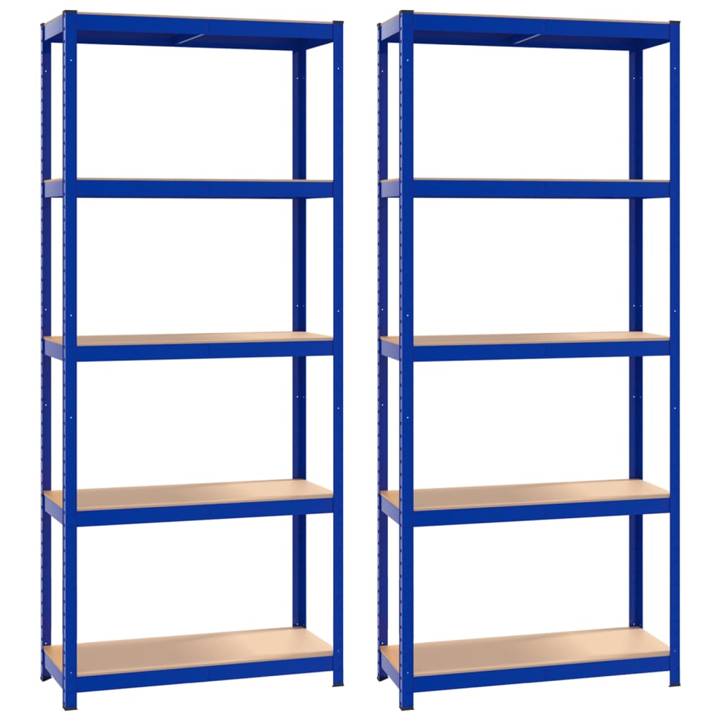 Vidaxl Rack de almacenamiento de vidaxl 5 capas 2 st de acero de madera procesada azul