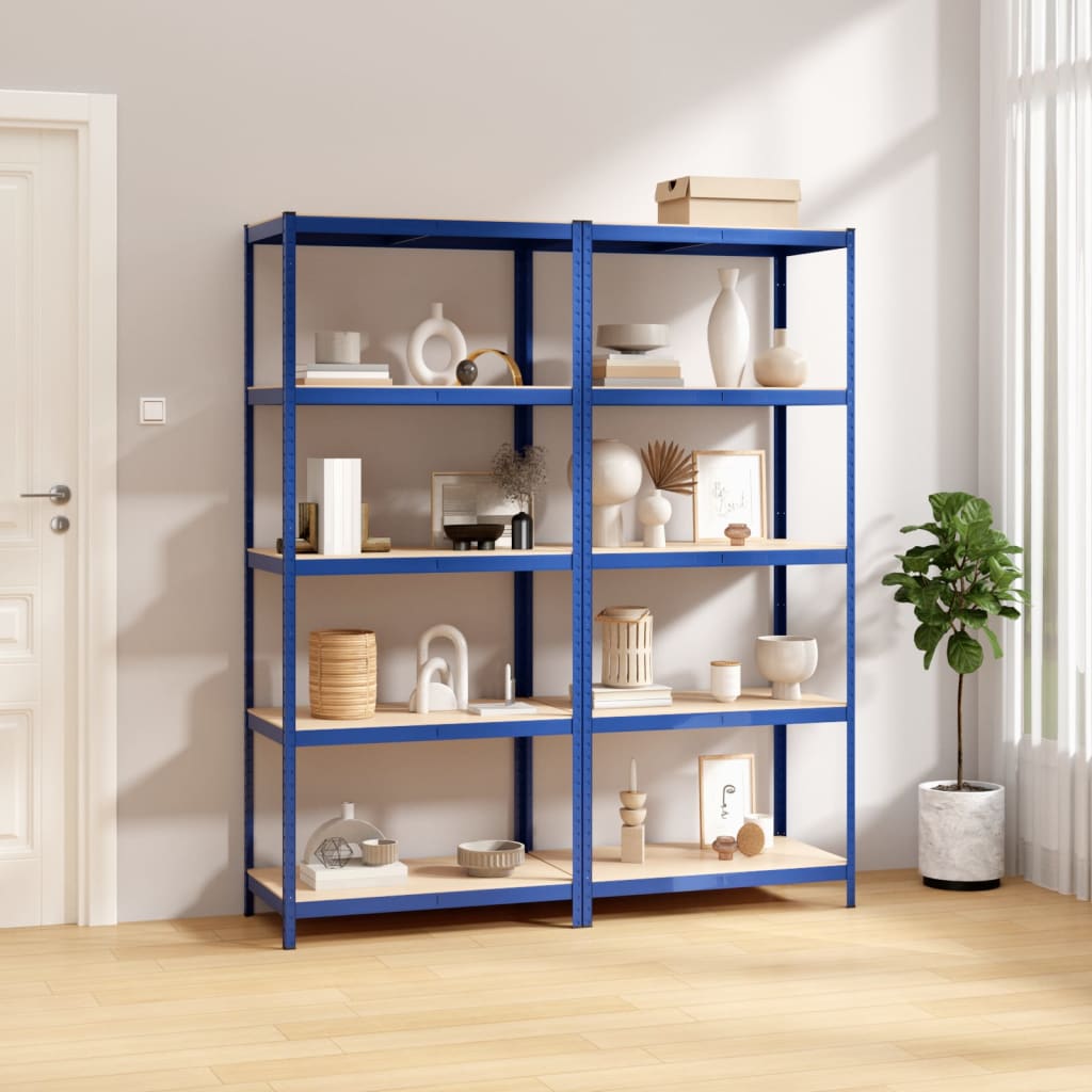 Vidaxl Rack de almacenamiento de vidaxl 5 capas 2 st de acero de madera procesada azul