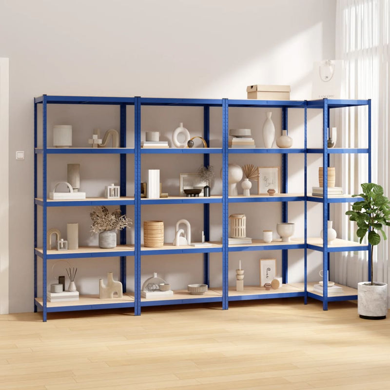 Vidaxl Storage Rack 5 capas 4 st de acero de madera procesada azul